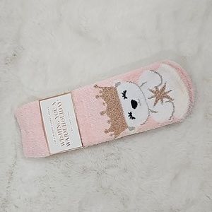 Bath & Body Works Shea-infused Lounge Socks Wishing You A Warm Holiday Pink Bear